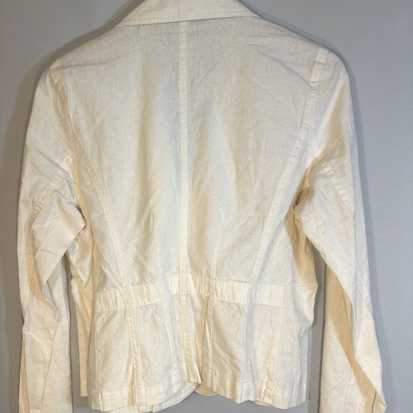 Nikki Valenti Womens Blazer Jacket Size L Linen Cotton Blend Pockets Buttons - Picture 8 of 12